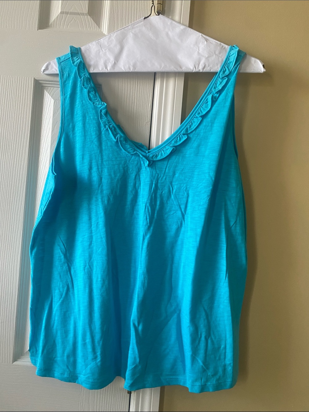 Lilly Pulitzer Turquoise Ruffle V-Neck Tank